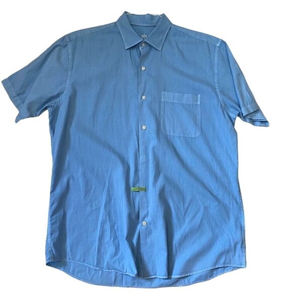 Peter Millar Seaside Collection Shirt Blue Cotton Short Sleeve Men's Large Golf - Picture 1 of 8